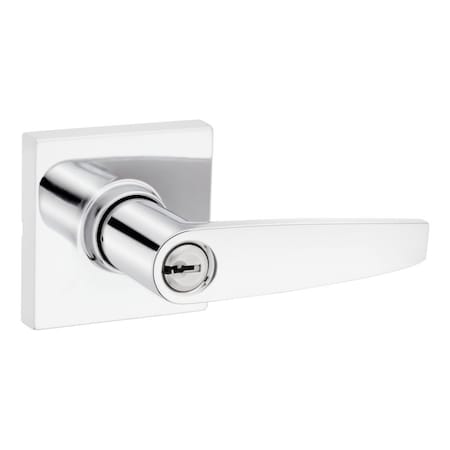 Safelock Winston Lever Square Rose Push Button Entry Lock with RCAL Latch and RCS Strike Bright Chrome SL6000WISQT-26